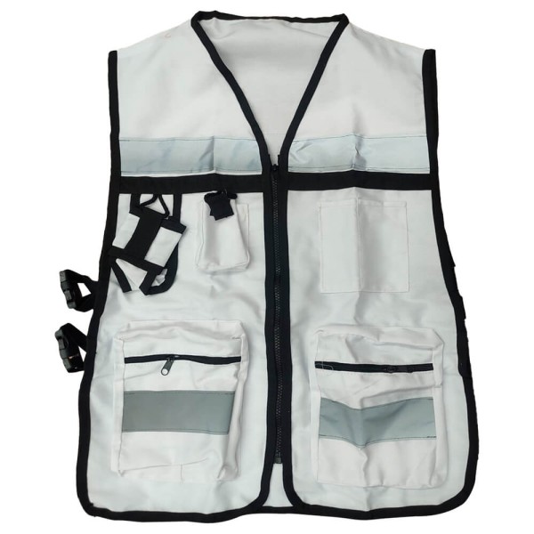 Chaleco Brigadista Blanco Reflejante con Bolsa