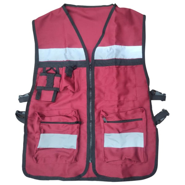 Chaleco Brigadista Vino Reflejante con Bolsa